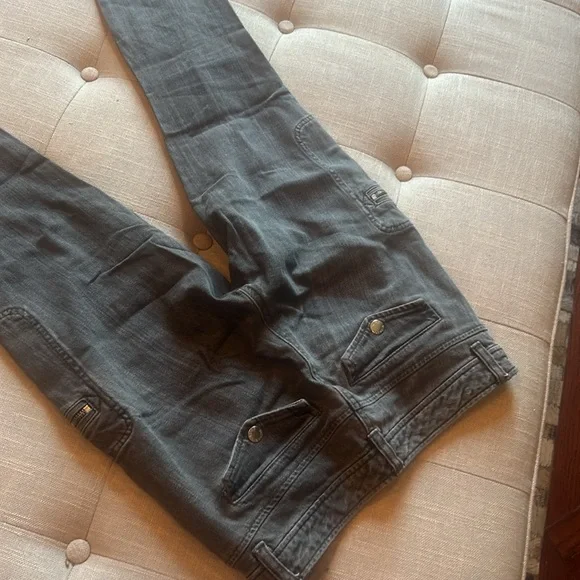 Michael Kors Grey Black Cargo Denim Zip Detailing Size 0